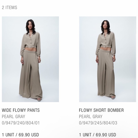 Zara Pearl Gray Women's bomber and pants set - Picture 1 of 5